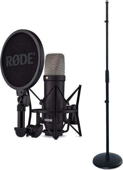SM6 spider with integrated pop shield, Rode NT1 Signature Black Microphone, XLR cables, Dust bag, keepdrum straight microphone stand