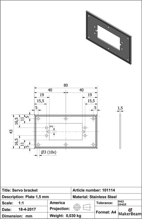 Produktbild MakerBeam Servo Bracket (Diverse, Makerbeam Projekte, Baukit)