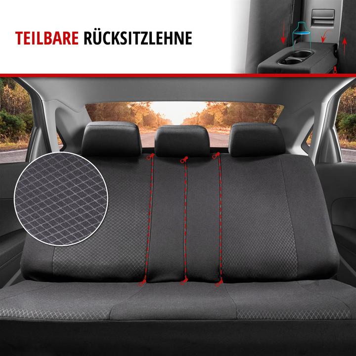 Produktbild Walser Autositzbezug ZIPP-IT Dundee, PKW-Schonbezüge Komplettset mit Reiverschluss-System schwarz/blau