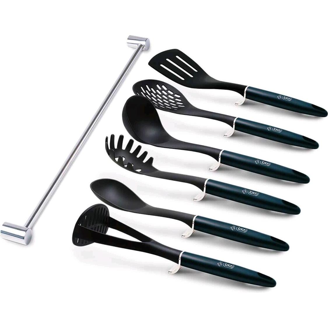 BerlingerHaus Coldtec 7teiliges Kochbesteck Set Metallic Line Aquamarine Edition, Kochbesteck, Blau