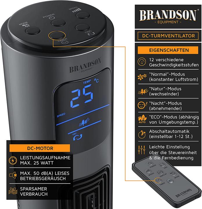 Actual product image Brandson Tower fan Silent with DC motor