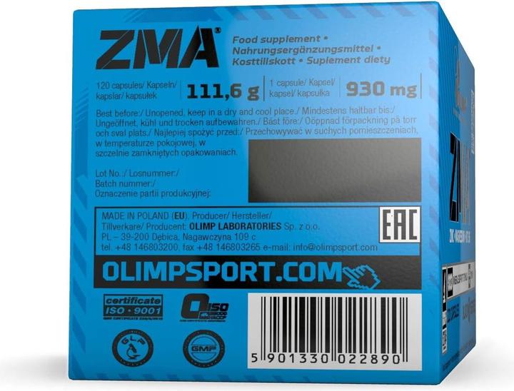 Actual product image Olimp Sport Nutrition ZMA (T-Activation) 120 Caps (1 Piece, Capsules, 111.60 g)