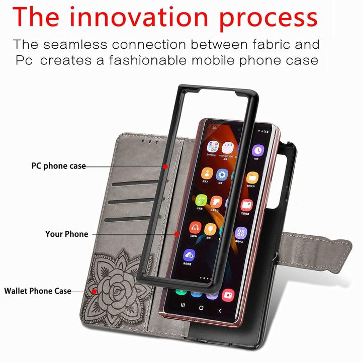 Produktbild König Design Hülle Handy Schutz für Samsung Galaxy Z Fold3 5G Case Cover Tasche Etuis Grau (Samsung Galaxy Z Fold3)