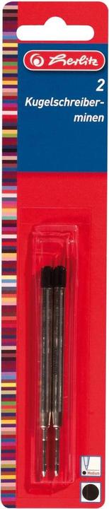 Herlitz Biros large refill, M, black (Black, 1 mm, 2 pcs.)