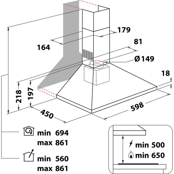Produktbild Whirlpool AKR 685/1 IX (Wandhaube)