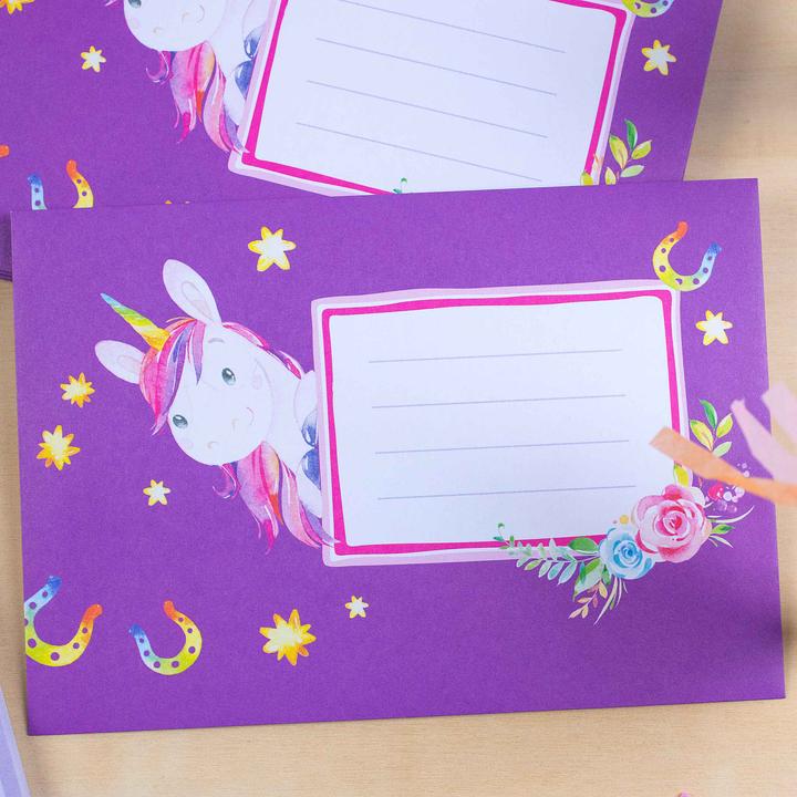 Produktbild Papierdrachen Briefblock Set - Einhorn - Set 2 (A4)