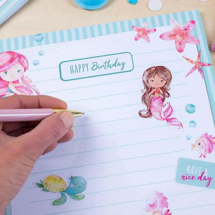 Produktbild Papierdrachen Briefblock Set - Meerjungfrau (A4)