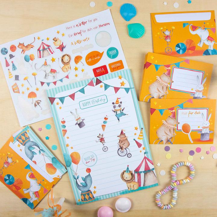 Produktbild Papierdrachen Briefblock Set - Zirkus - Set 3