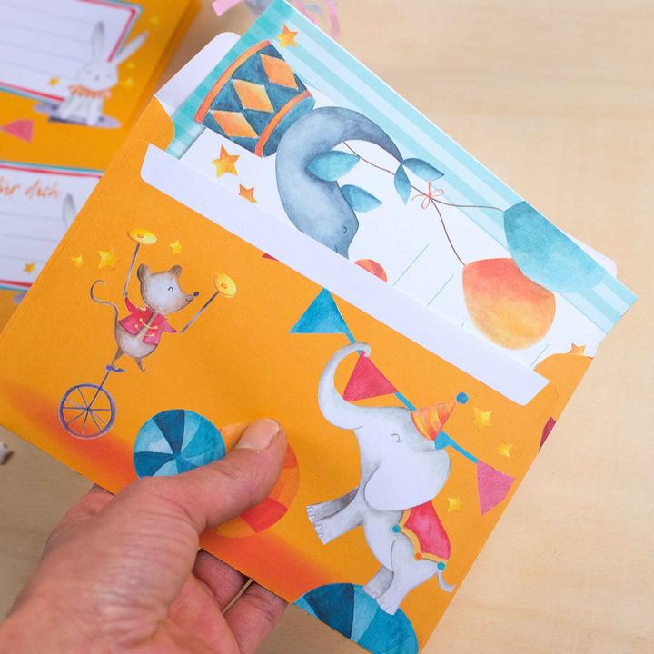 Produktbild Papierdrachen Briefblock Set - Zirkus - Set 3