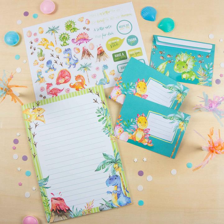 Produktbild Papierdrachen Briefblock Set - Dinosaurier - Set 5