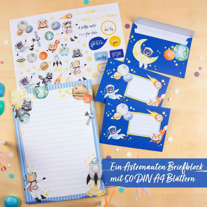 Produktbild Papierdrachen Briefblock Set - Astronauten