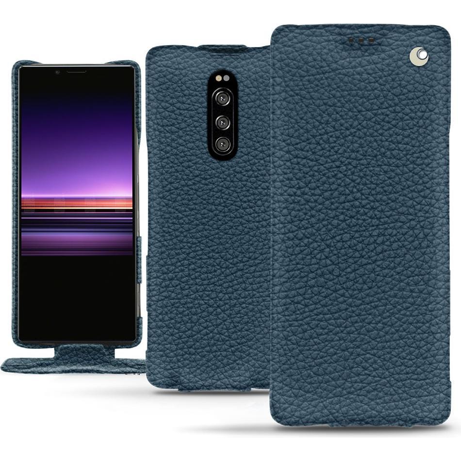 Noreve Lederschutzhülle vertikal (Sony Xperia 1), Smartphone Hülle, Blau