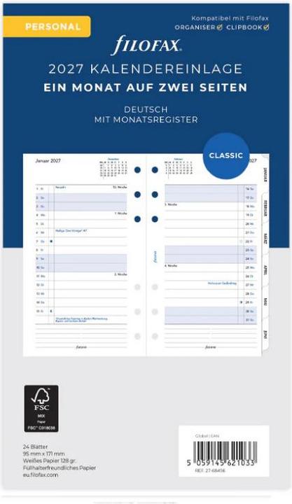 Produktbild Filofax PE MONAT/2S.+REGISTER