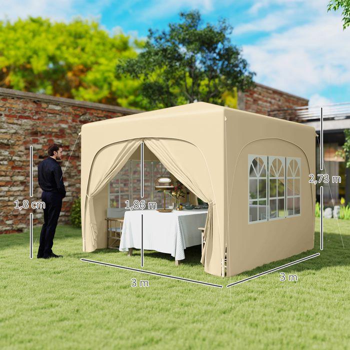 Actual product image Swisshandel24 Faltpavillon 3x3m, wasserabweisend, 4 Seitenteile, Sand (300 cm, 300 cm)