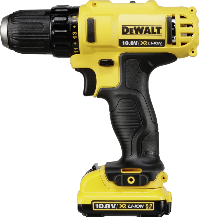 Actual product image DeWalt DCD710D2F-QWDE 10.8V XR cordless drill screwdriver in case (Rechargeable battery operated)