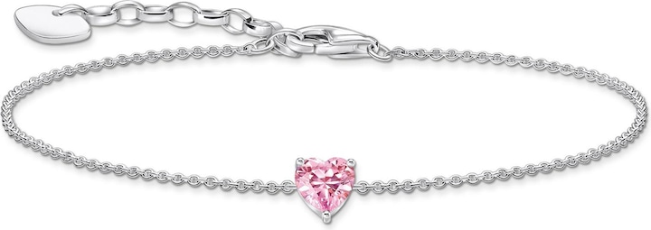 Thomas Sabo Armband mit pinkfarbenem Zirkonia-Herz Silber (19 cm, 925er Silber)