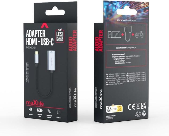 Actual product image Maxlife USB-C to (HDMI, USB-C)