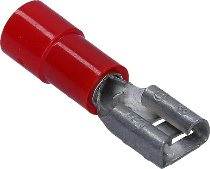 Kalitec 100 Stück FHR285 Flachsteckhülse rot 2,8x0,5 I 0,5-1,5mm² Kabelverbinder I teilisoliert I Me