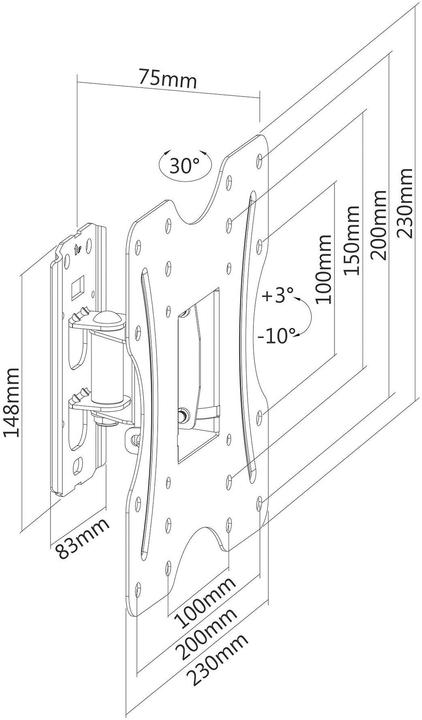 Image du produit PureMounts Support TV mural, support universel inclinable et pivotant pour 23-42 pouces plats et incurvés (Mur, 30 kg, 23" - 42")
