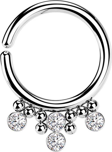 Immagine prodotto Star Piercing Anello Micro Piercing argento otto sfere e quattro cristalli argento (senza ottone, Acciaio chirurgico 316L)