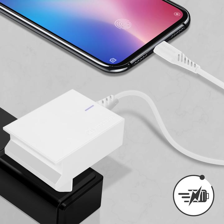 Produktbild Swissten Slim Series, Dual 3A USB-Netzladegerät mit Smart IC + USB-C Kabel (15 W)
