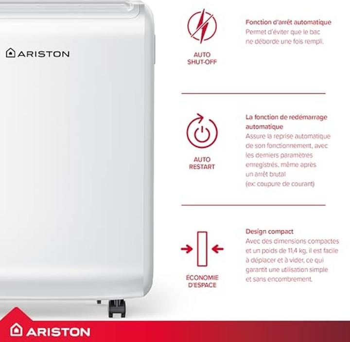 Immagine prodotto Ariston Luftentfeuchter230 W, Weiss (31 m², 5 l/24h)