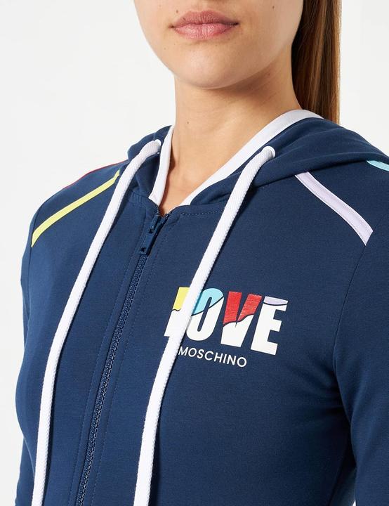 Image du produit Love Moschino Sweat à capuche avec fermeture éclair et impression multicolore (40)