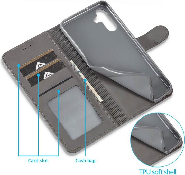 Produktbild LC.Imeeke Galaxy A35 - Leder Etui Hülle grau (Samsung Galaxy A35)
