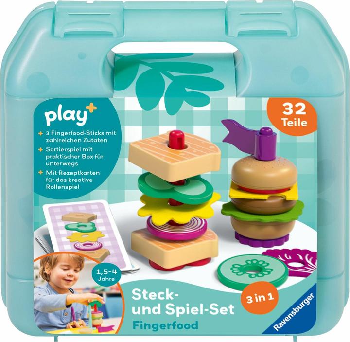Ravensburger Play+ set di gioco e di chiodini: cibo per le dita - gioco di chiodini, set di gioco di finzione, (Tedesco)