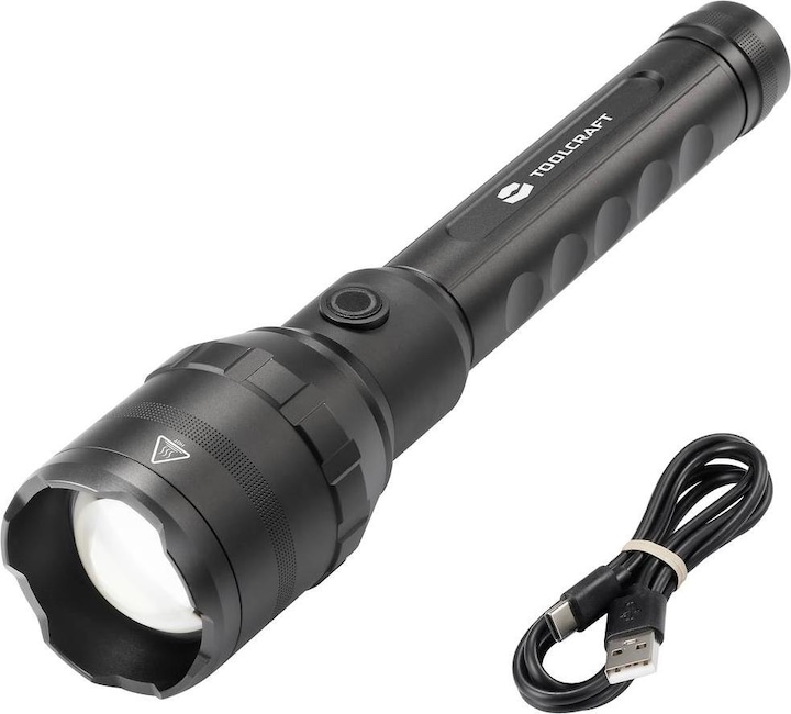 Produktbild Toolcraft LED Taschenlampe mit USB-Schnittstelle akkubetrieben 10.000lm 730g (27.65 cm, 10000 lm)