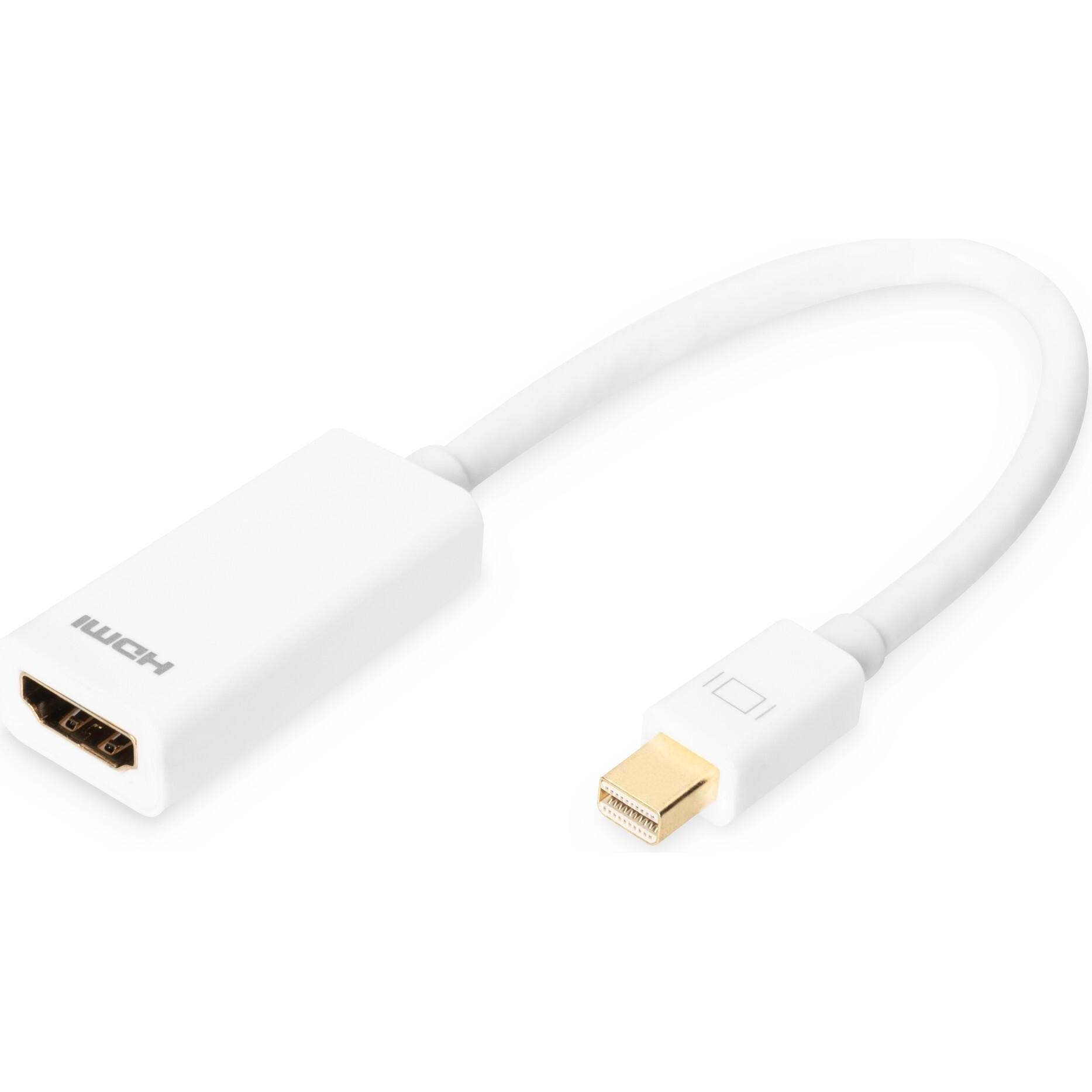 Digitus Mini DP zu (HDMI, Mini DP, 15 cm), Adattatore dati + video, Bianco