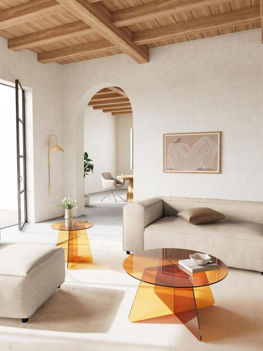 Image du produit AC Design table basse verre trempé marron, base en verre