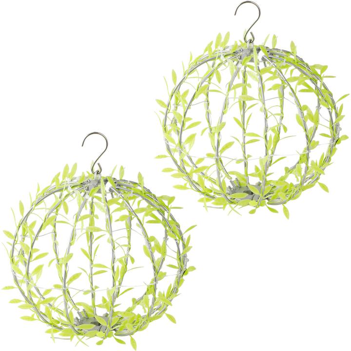 Actual product image Ideoon 2er-Set Solar Leuchtkugel im Blätterdesign - Ø20cm Gartenkugel mit 72 warmweissen LEDs - IP44 (IP44)
