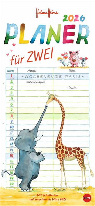 Produktbild Helme Heine: Planer für zwei 2026 (Harter Einband, Deutsch)