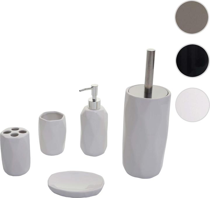 Produktbild Swisshandel24 5-teiliges Badset, WC-Garnitur Badezimmerset Badaccessoires, Keramik - weiss - 65119