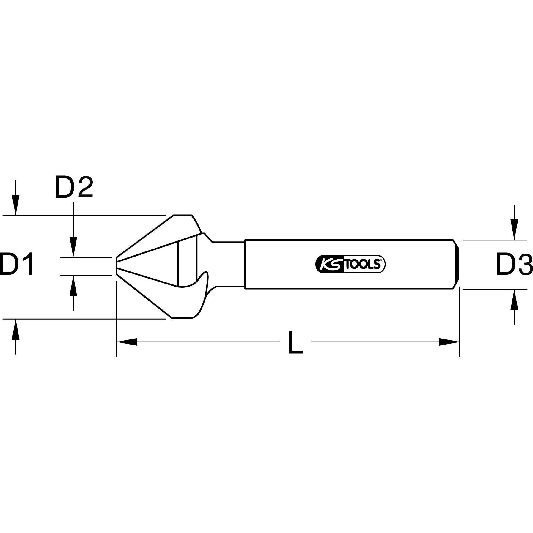 Thumbnail - KS Tools, Bohrereinsatz, HSS Kegel- und Entgratsenker (15 Millimeter)