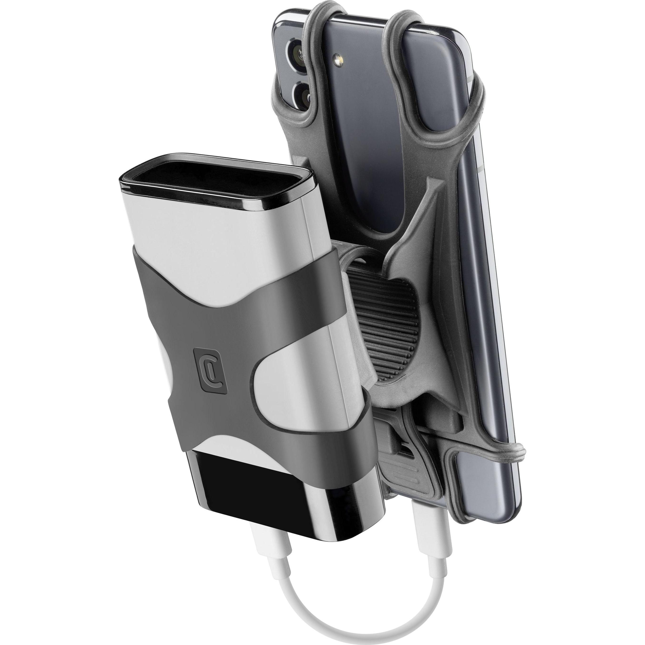 Cellularline Rider Power Bank, Supporto per smartphone, Nero