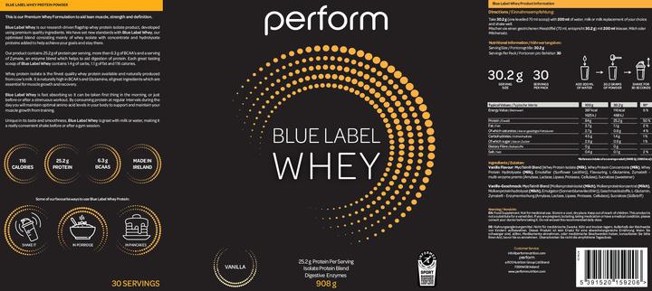 Produktbild Perform Blue Label Whey (908 g, 30x, Vanille)