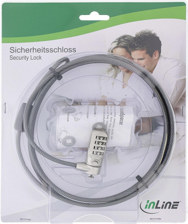 Produktbild InLine ® Notebook Sicherheitsschloss, mit Zahlenkombination, 4,4mm x 2m