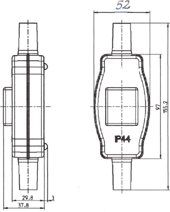 Produktbild Elbro Schnurzwischenschalter, 16(4)A, 250VAC, 2-polig, IP44, schwarz