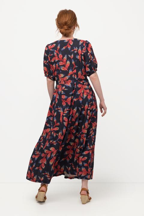 Produktbild Ulla Popken Trachtenkleid, Leinenmix, Knopfleiste, Rundhals, Halbarm (52)