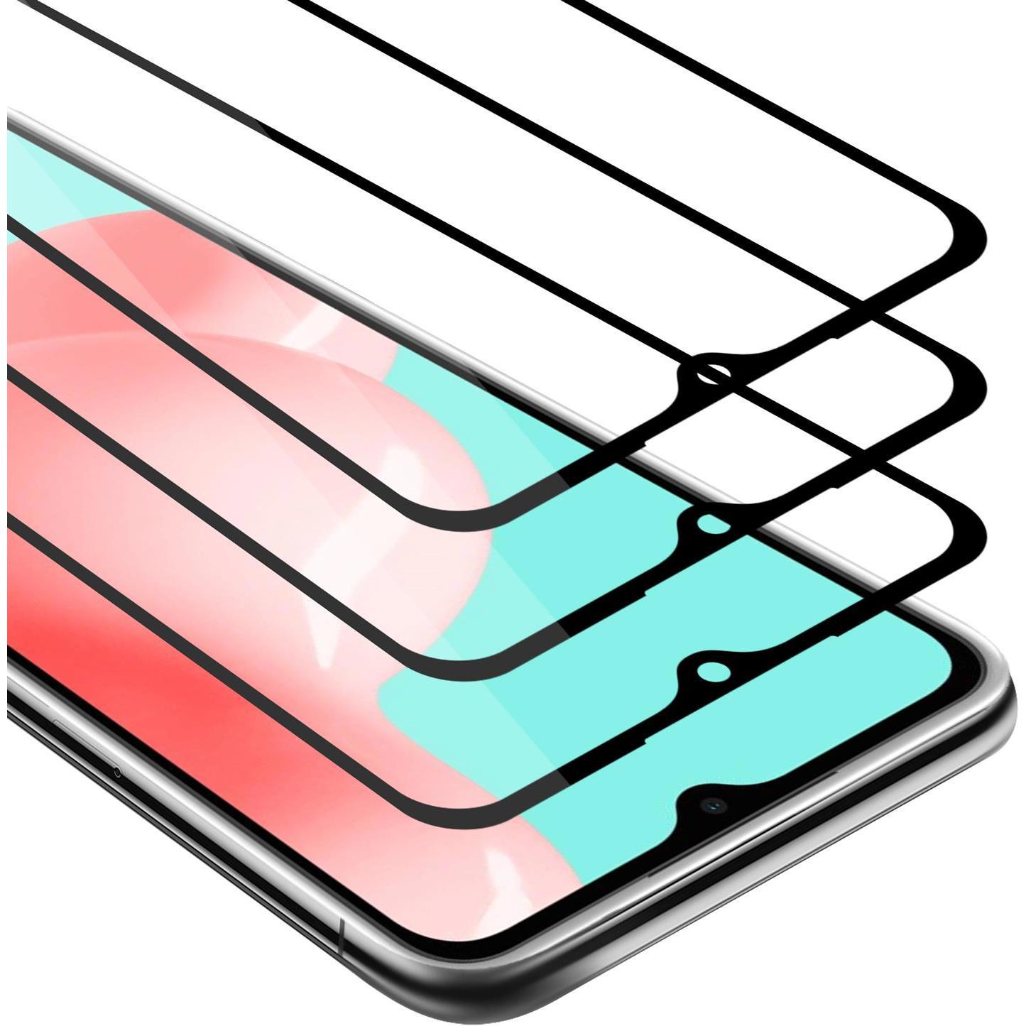 Cadorabo Vollbild Displayschutzglas (3 Stück, Samsung Galaxy A32), Smartphone Schutzfolie, Schwarz