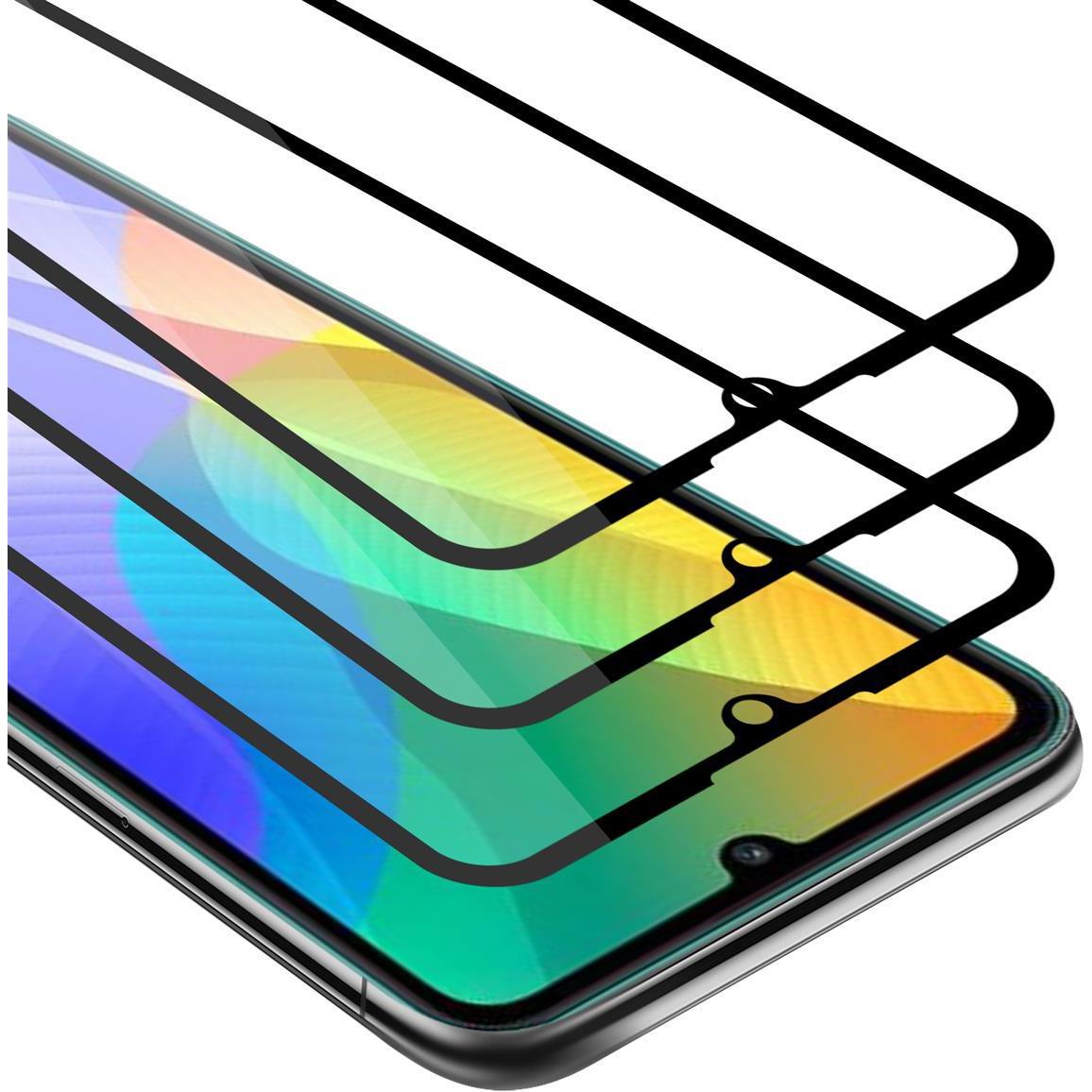 Cadorabo Vollbild Displayschutzglas (3 Stück, Huawei Y6p), Smartphone Schutzfolie, Schwarz