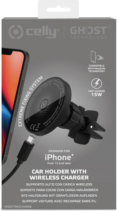 Actual product image Celly Soporte Magnetico Coche Magsafe 15w Con Carga Inalambrica Ghostmagcharge