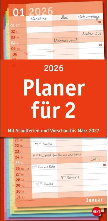 Basic Planer für zwei 2026 (21 x 45 cm, Harter Einband, Deutsch)