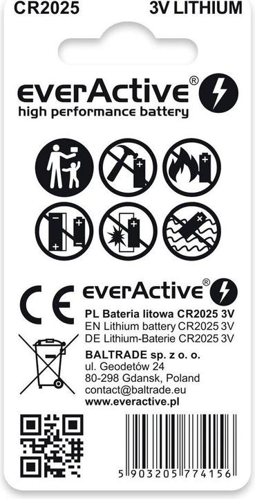 Actual product image Everactive Lithiumbatterie mini CR2025 - Blisterverpackung 2 Stk. (2 pcs., CR2025, 150 mAh)