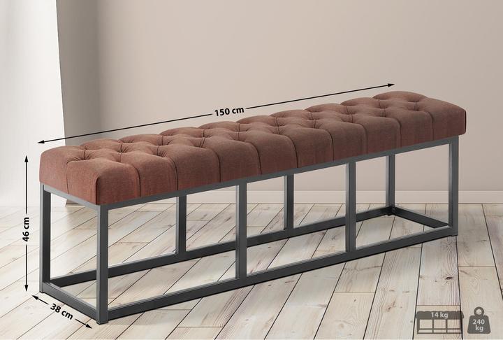 Actual product image Swisshandel24 Bench Amun fabric B150, brown (150 cm)