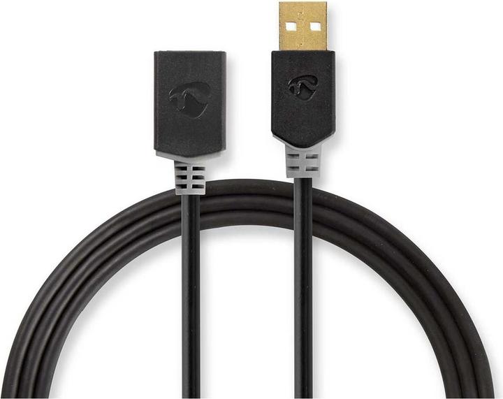 Actual product image Nedis CCBW60010AT30 USB cable USB 2.0 USB-A male USB-A female 480 Mbps Gold-plated 3.0 m Round PVC A (3 m, USB 2.0)