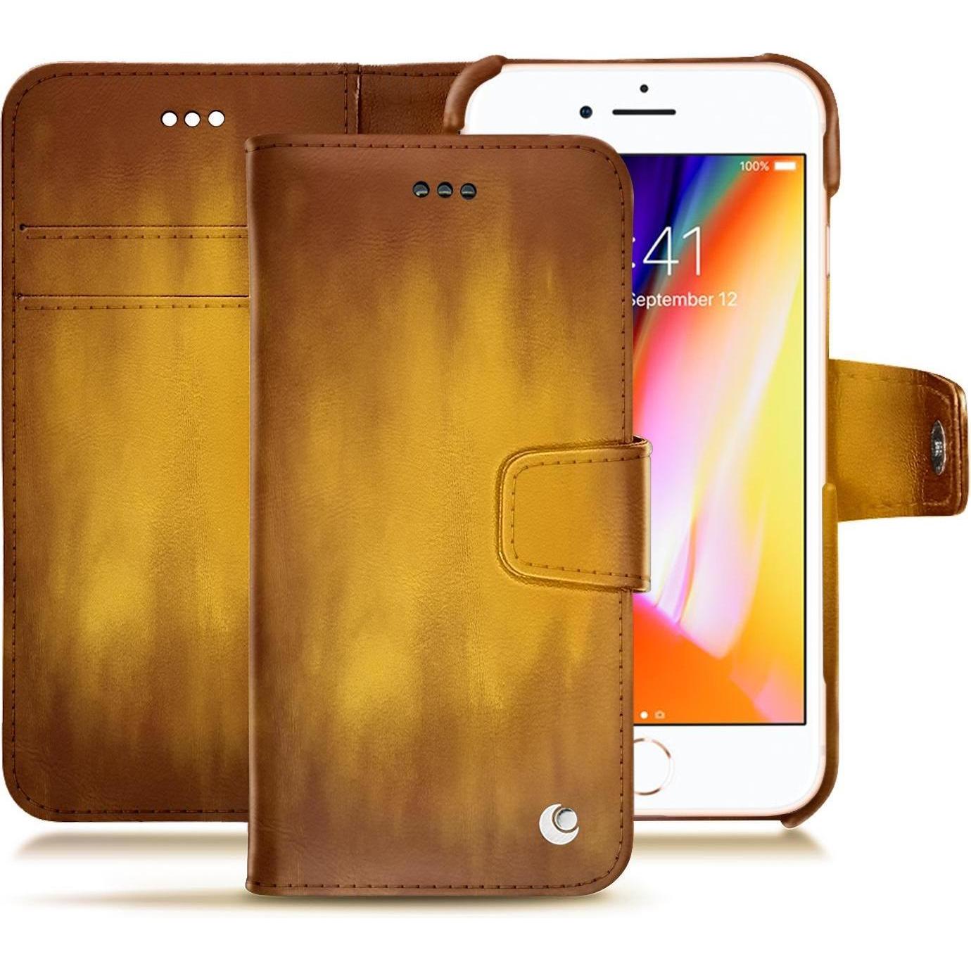 Noreve Lederschutzhülle Wallet (Apple iPhone 8), Smartphone Hülle, Gold