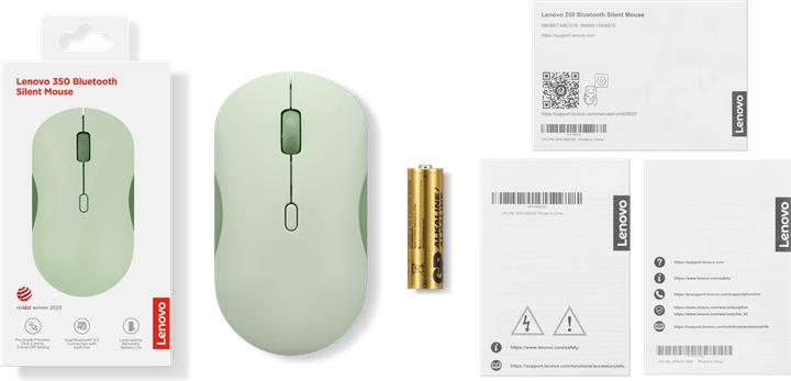 Actual product image Lenovo 350 Bluetooth Silent Mouse Breeze Moss (P) (Wireless)